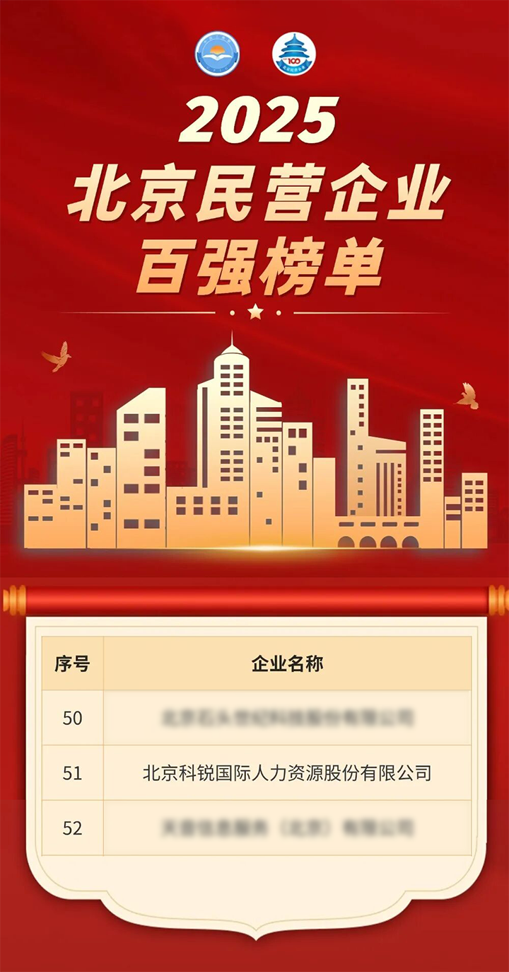 人力资源公司威九国际V9国际荣登北京市工商联发布的2025北京民营企业百强榜单